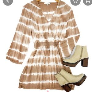 NWT Promesa Brown Tie Dye Elastic Waist Dress
